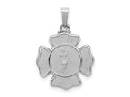 FJC Finejewelers 14 kt White Gold Polished and Satin Saint Florian Badge Charm 24 mm x 17 mm