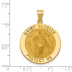 FJC Finejewelers 14 kt Yellow Gold Polished and Satin St Florian Medal Hollow Charm 33 x 25 mm