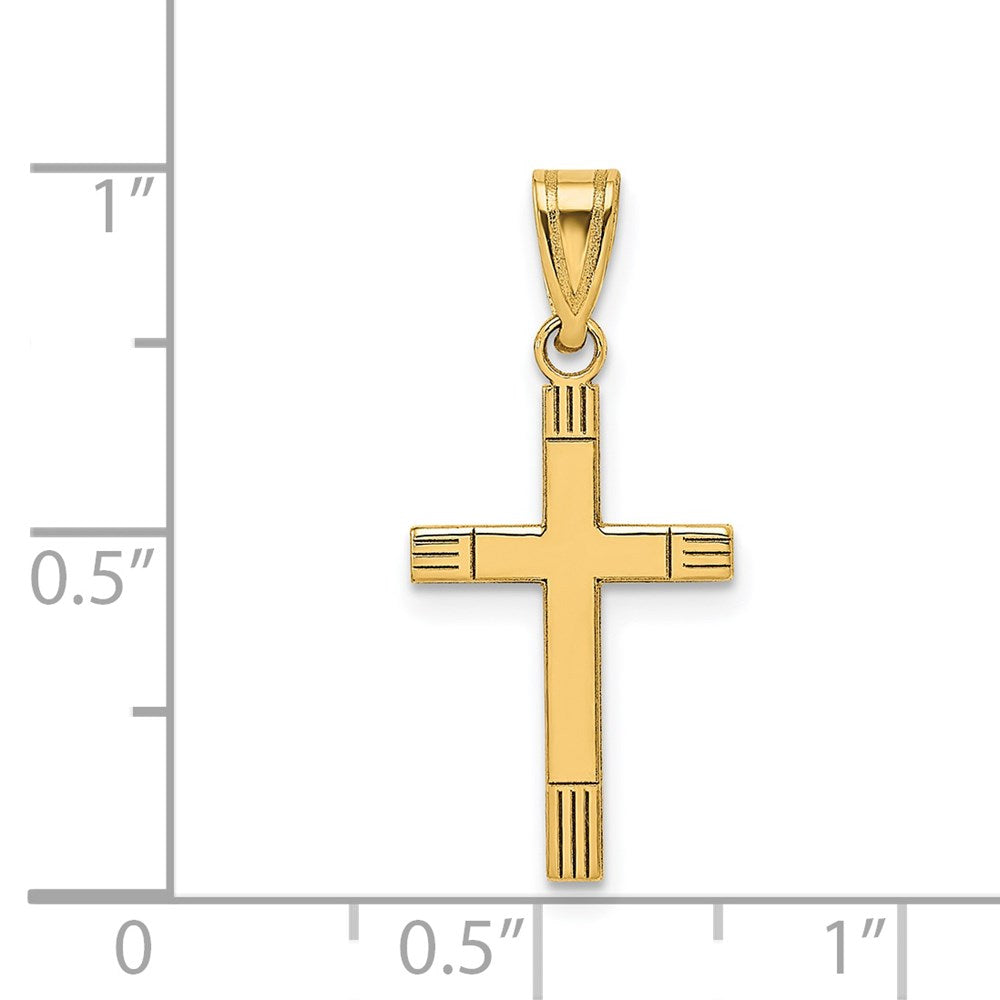 FJC Finejewelers 14 kt Yellow Gold Laser Etched Cross Charm 25 x 12 mm