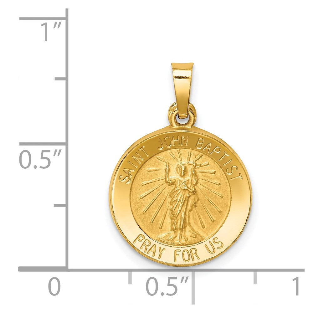 FJC Finejewelers 14 kt Yellow Gold Polished and Satin St John Baptist Medal Hollow Charm 21 x 15 mm