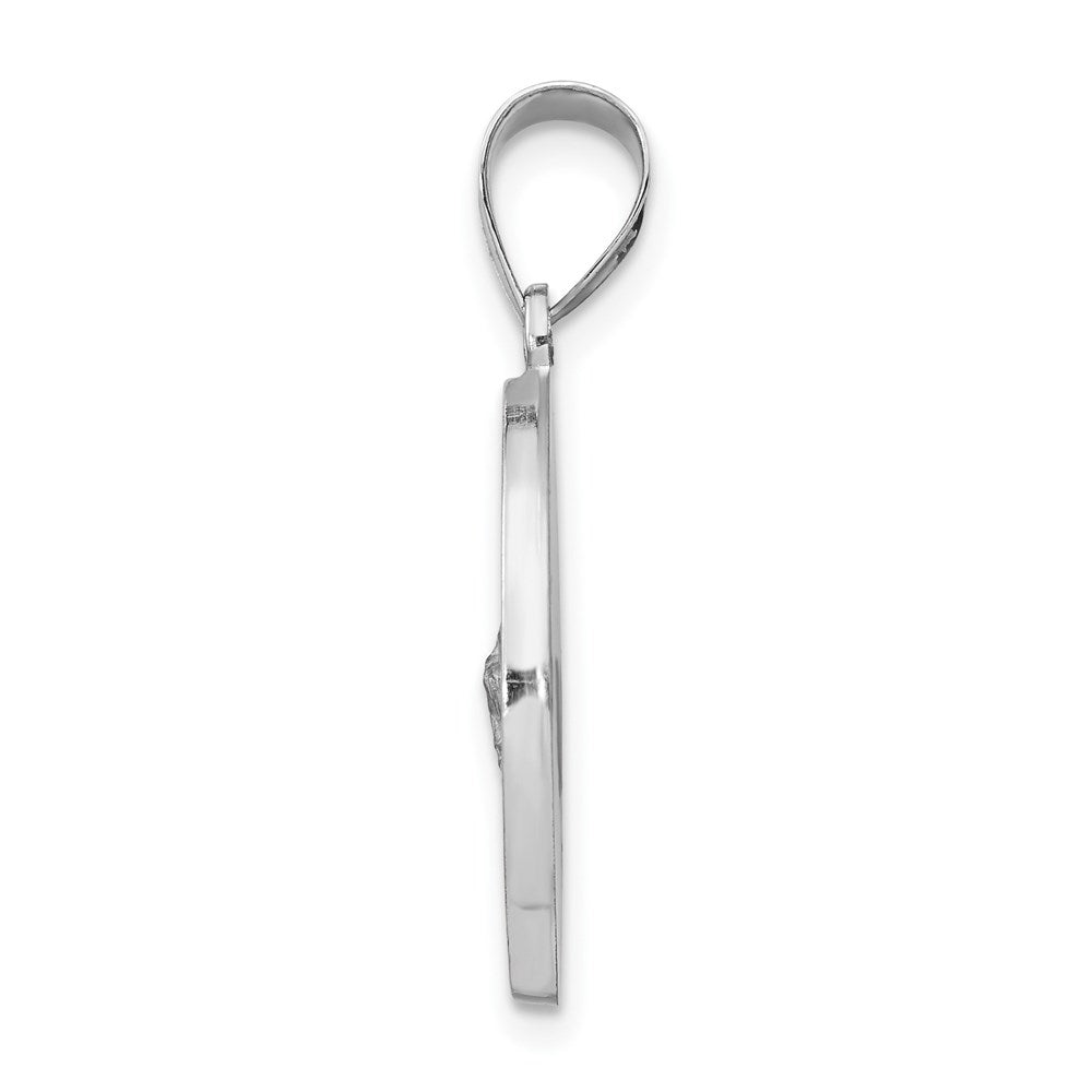 FJC Finejewelers 14 kt White Gold Polish Satin Saint Jude Thaddeus Medal Hollow Charm 27 mm x 19 mm