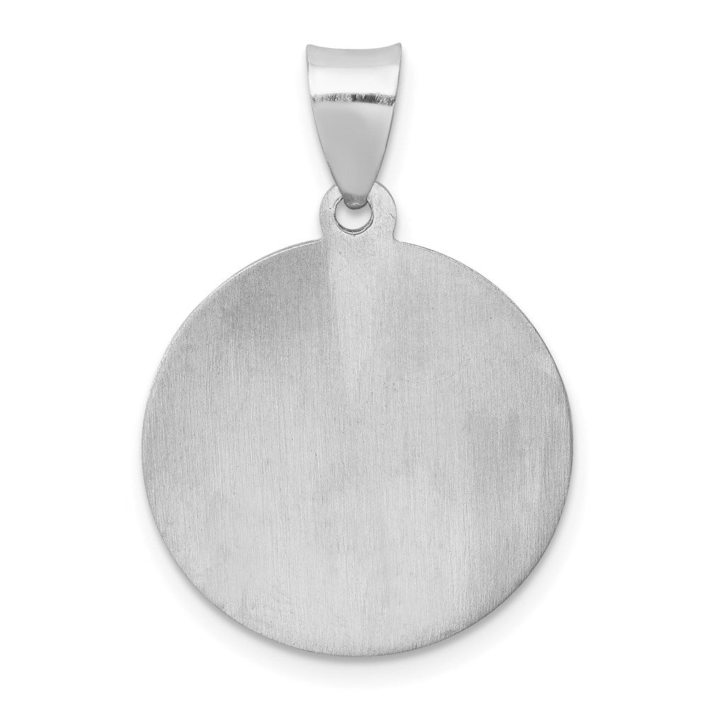 FJC Finejewelers 14 kt White Gold Polish Satin Saint Jude Thaddeus Medal Hollow Charm 27 mm x 19 mm