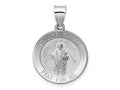 FJC Finejewelers 14 kt White Gold Polish Satin Saint Jude Thaddeus Medal Hollow Charm 27 mm x 19 mm