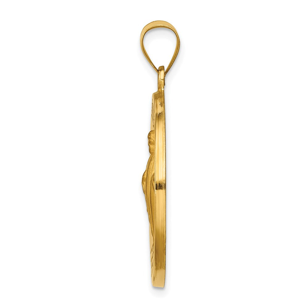 FJC Finejewelers 14 kt Yellow Gold Polished and Satin St Jude Thaddeus Medal Hollow Charm 34 x 25 mm