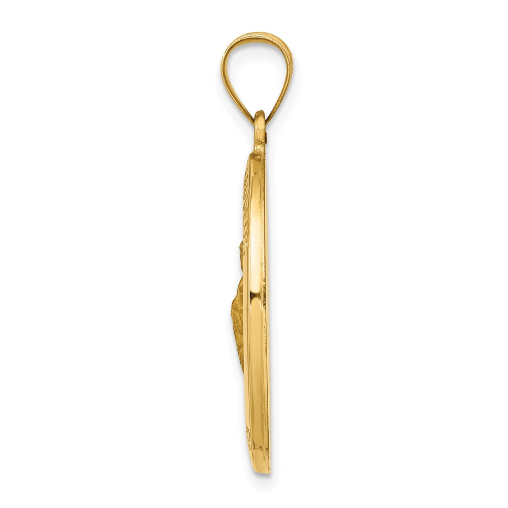 FJC Finejewelers 14 kt Yellow Gold Polished and Satin St Jude Thaddeus Medal Hollow Charm 31 x 16 mm