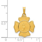 FJC Finejewelers 14 kt Yellow Gold Polished and Satin St Florian Badge Medal Hollow Charm 24 x 17 mm