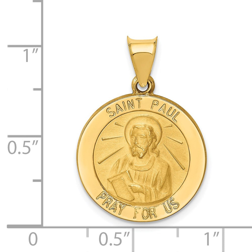 FJC Finejewelers 14 kt Yellow Gold Polished and Satin St Paul Medal Hollow Charm 21 x 19 mm