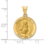 FJC Finejewelers 14 kt Yellow Gold Polished and Satin St Peregrine Medal Hollow Charm 21 x 19 mm