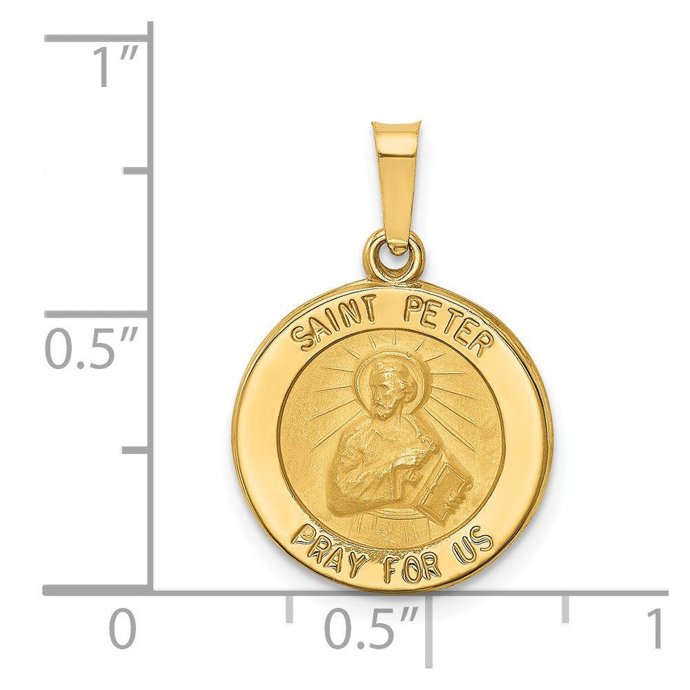 FJC Finejewelers 14 kt Yellow Gold Polished and Satin St Peter Medal Hollow Charm 18 x 16 mm