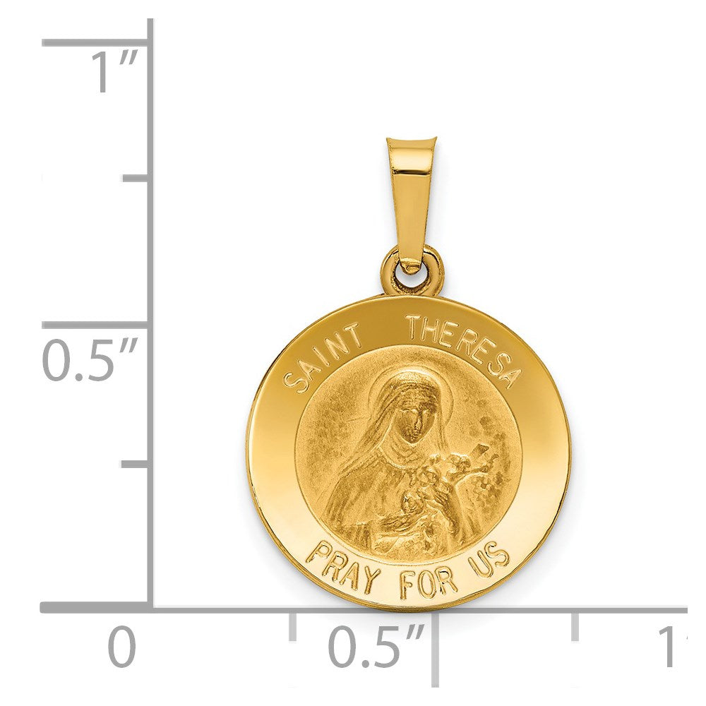 FJC Finejewelers 14 kt Yellow Gold Polished and Satin St Theresa Medal Hollow Charm 18 x 15 mm