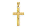 FJC Finejewelers 14 kt Yellow Gold Etched Floral Cross Charm 28 x 15 mm
