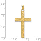FJC Finejewelers 14 kt Yellow Gold Etched Floral Cross Charm 37 x 19 mm