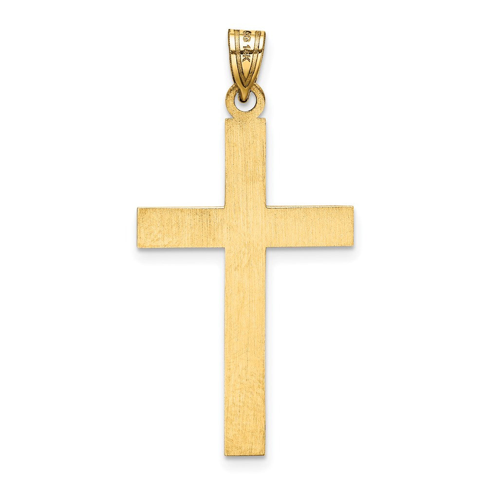 FJC Finejewelers 14 kt Yellow Gold Etched Floral Cross Charm 37 x 19 mm