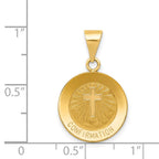 FJC Finejewelers 14 kt Yellow Gold Polished and Satin Confirmation Medal Hollow Charm 17 x 15 mm