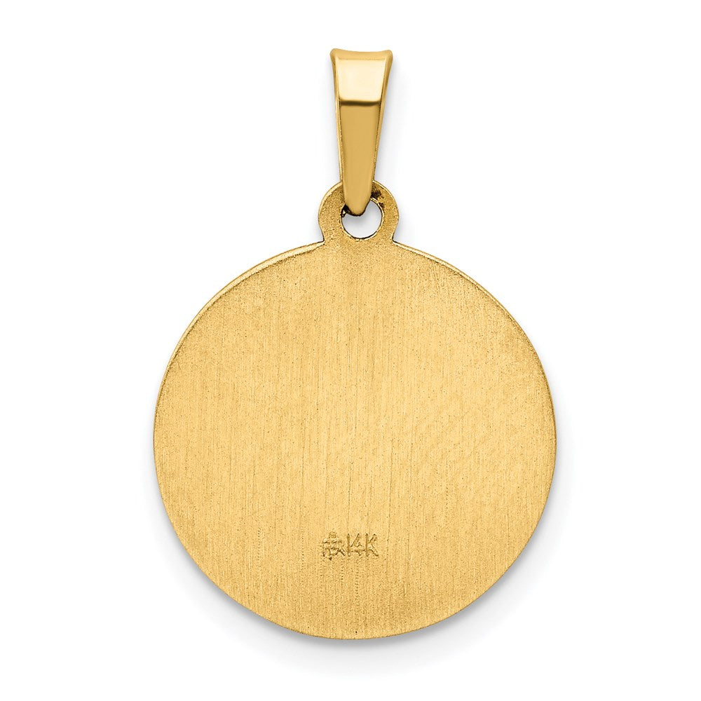 FJC Finejewelers 14 kt Yellow Gold Polished and Satin Confirmation Medal Hollow Charm 17 x 15 mm