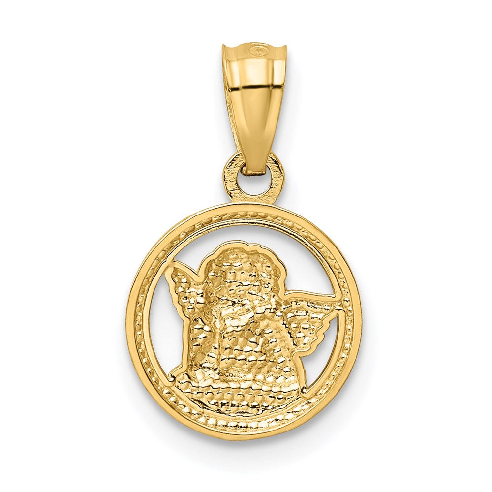 FJC Finejewelers 14 kt Yellow Gold with Rhodium Cherub Charm 13 x 11 mm