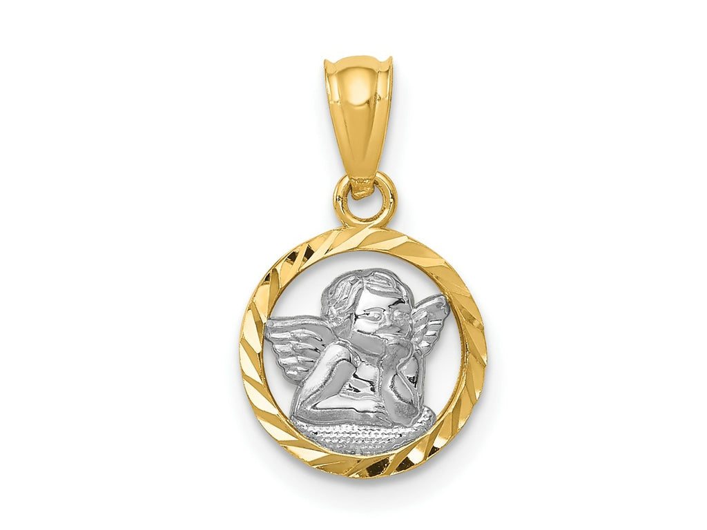 FJC Finejewelers 14 kt Yellow Gold with Rhodium Cherub Charm 13 x 11 mm