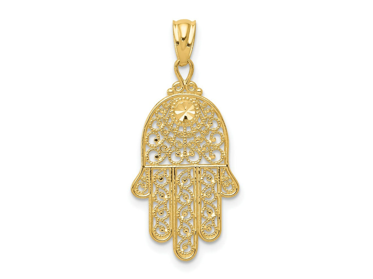 FJC Finejewelers 14 kt Yellow Gold Hand of God Hamsa Charm 25 mm x 14 mm