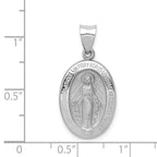 FJC Finejewelers 14 kt White Gold Polished Satin Miraculous Medal Hollow Charm 28 mm x 14 mm
