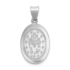FJC Finejewelers 14 kt White Gold Polished Satin Miraculous Medal Hollow Charm 28 mm x 14 mm