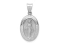 FJC Finejewelers 14 kt White Gold Polished Satin Miraculous Medal Hollow Charm 28 mm x 14 mm
