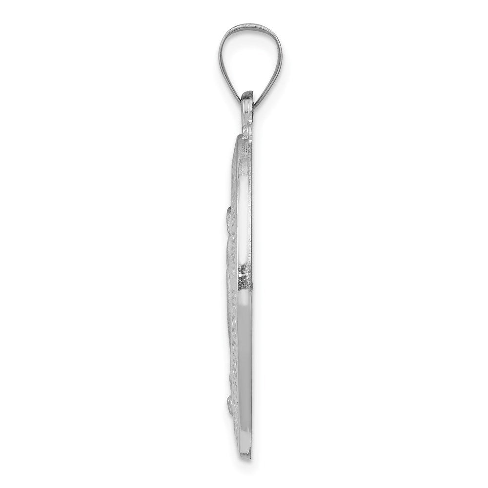 FJC Finejewelers 14 kt White Gold Polished Satin Miraculous Medal Hollow Charm 34 mm x 18 mm