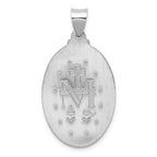 FJC Finejewelers 14 kt White Gold Polished Satin Miraculous Medal Hollow Charm 34 mm x 18 mm