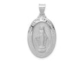 FJC Finejewelers 14 kt White Gold Polished Satin Miraculous Medal Hollow Charm 34 mm x 18 mm