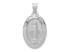 FJC Finejewelers 14 kt White Gold Polished Satin Miraculous Medal Hollow Charm 34 mm x 18 mm