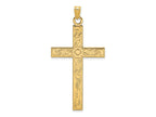 FJC Finejewelers 14 kt Yellow Gold Etched Floral Design Cross Charm 49 x 25 mm