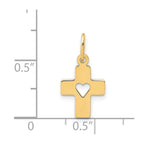 FJC Finejewelers 14 kt Yellow Gold Polished Cross with Heart Charm 17 x 9 mm