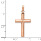 FJC Finejewelers 14 kt Rose Gold Brushed and Polished Hollow Cross Charm 32 mm