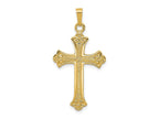 FJC Finejewelers 14 kt Yellow Gold Textured and Polished Fleur de lis Cross Charm 24 x 18 mm