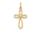 FJC Finejewelers 14 kt Yellow Gold Polished Small Ribbon Cross Charm 23 mm x 11 mm