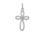 FJC Finejewelers 14 kt White Gold Polished Small Ribbon Cross Charm 23 mm x 11 mm