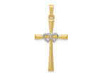 FJC Finejewelers 14 kt Two Tone Gold Textured and Polished Latin Cross with Hearts Charm 32 mm