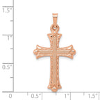 FJC Finejewelers 14 kt Rose Gold Brushed and Polished Budded Cross Charm 35 mm