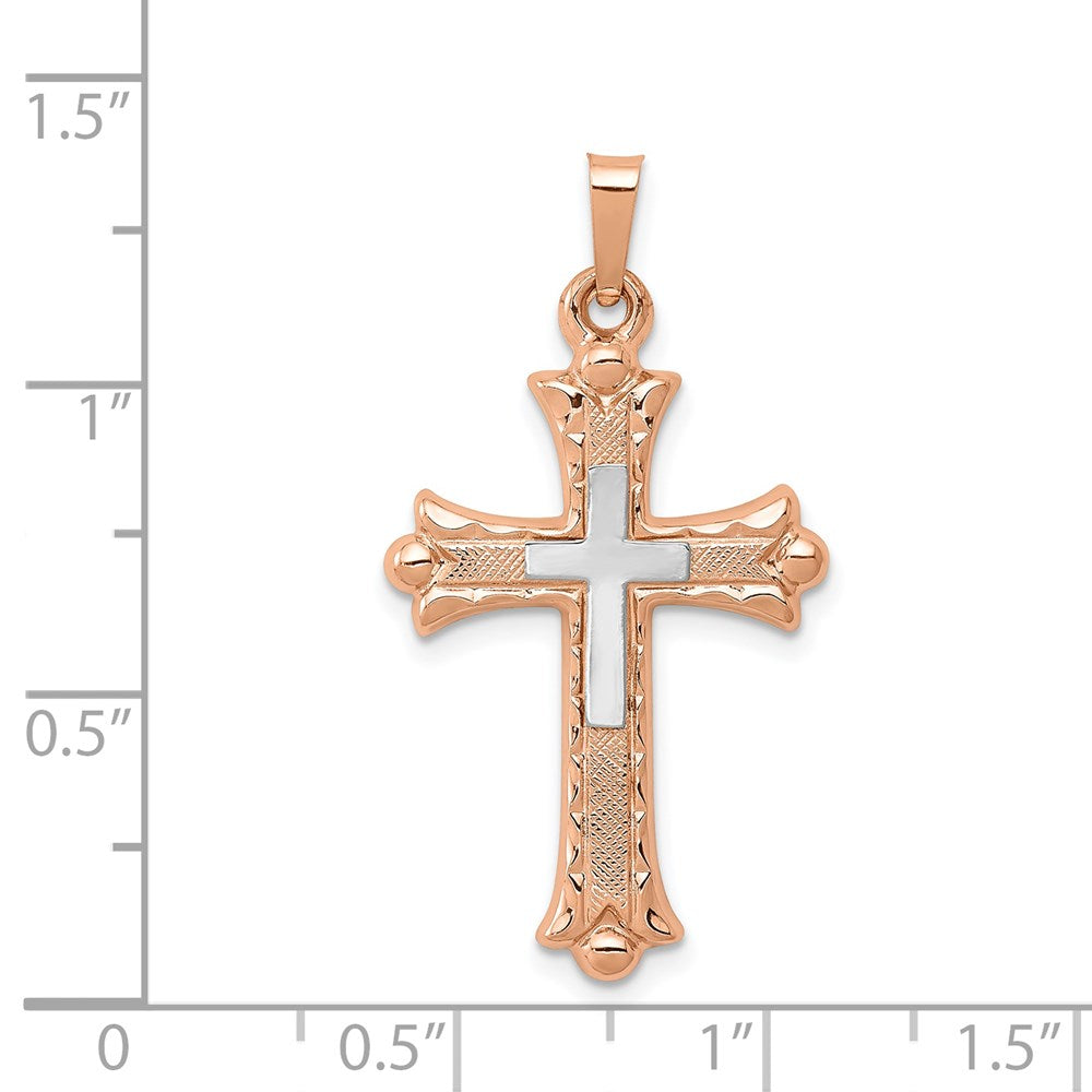 FJC Finejewelers 14 kt Two Tone Gold Two-Tone Budded Cross Charm 32 x 18 mm