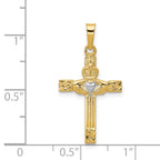 FJC Finejewelers 14 kt Yellow Gold and Rhodium Polished Claddagh Cross Charm 28 x 9 mm