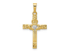 FJC Finejewelers 14 kt Yellow Gold and Rhodium Polished Claddagh Cross Charm 28 x 9 mm
