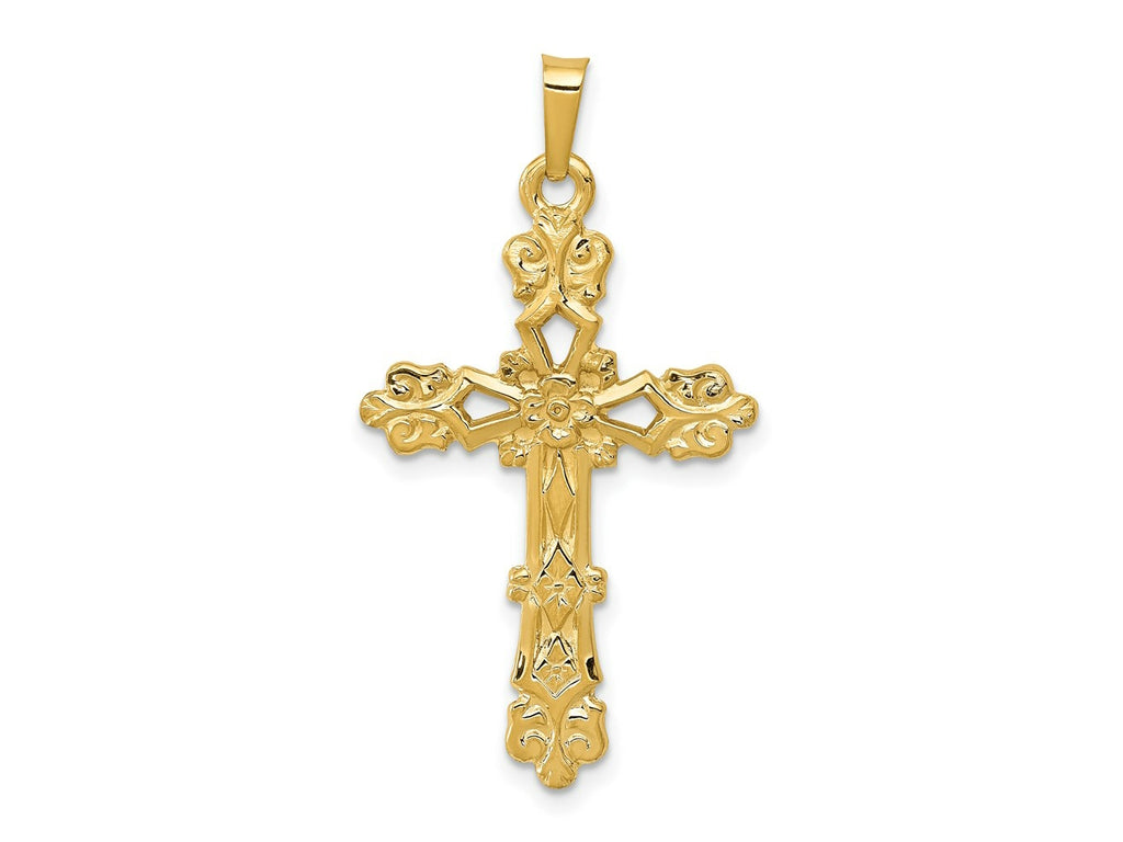 FJC Finejewelers 14 kt Yellow Gold Polished Budded Cross Charm 35 mm