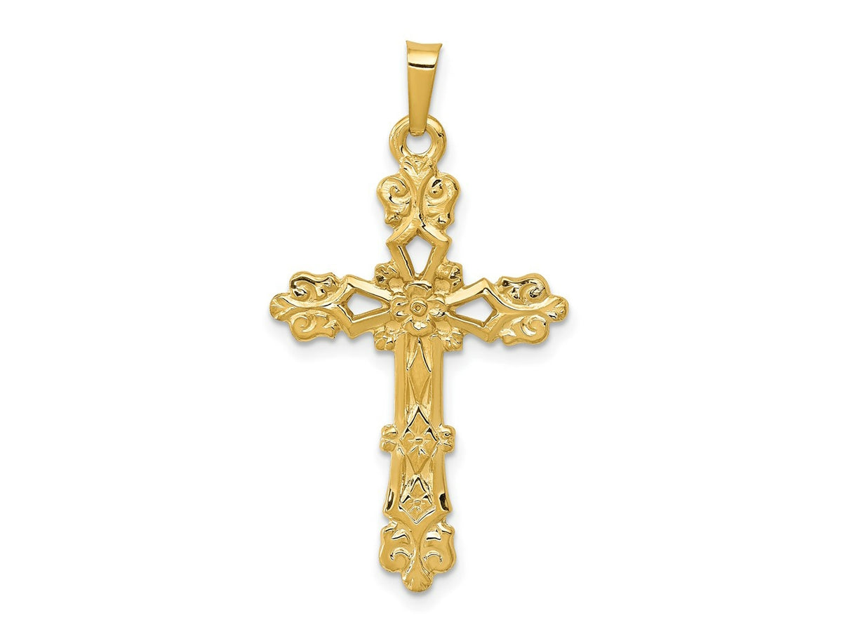 FJC Finejewelers 14 kt Yellow Gold Polished Budded Cross Charm 35 mm