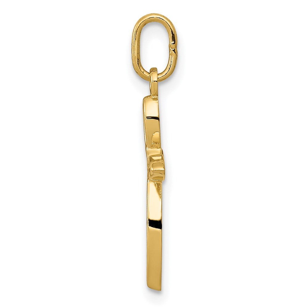FJC Finejewelers 14 kt Yellow Gold Polished Small Ribbon Cross Charm 22 mm x 11 mm