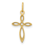 FJC Finejewelers 14 kt Yellow Gold Polished Small Ribbon Cross Charm 22 mm x 11 mm