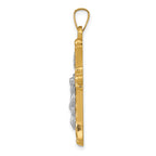 FJC Finejewelers 14 kt Two Tone Gold Two-Tone Textured and Polished INRI Crucifix Cross Charm 32 x 18 mm