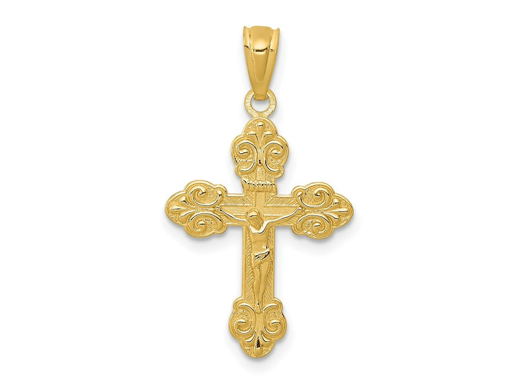 FJC Finejewelers 14 kt Yellow Gold Polished INRI Small Crucifix Charm 26 mm x 14 mm