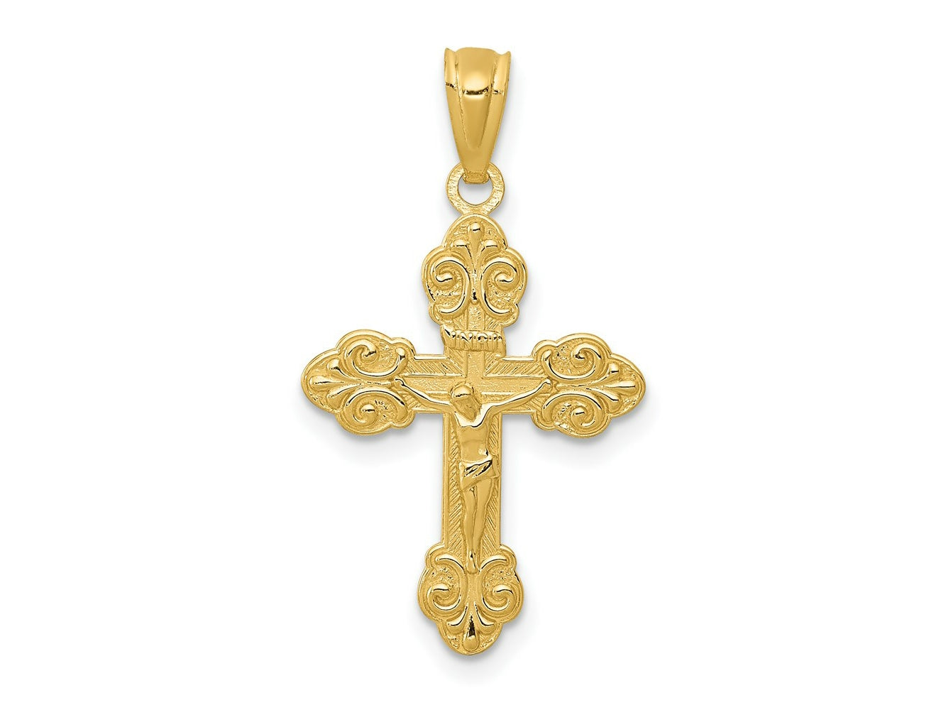 FJC Finejewelers 14 kt Yellow Gold Polished INRI Small Crucifix Charm 26 mm x 14 mm