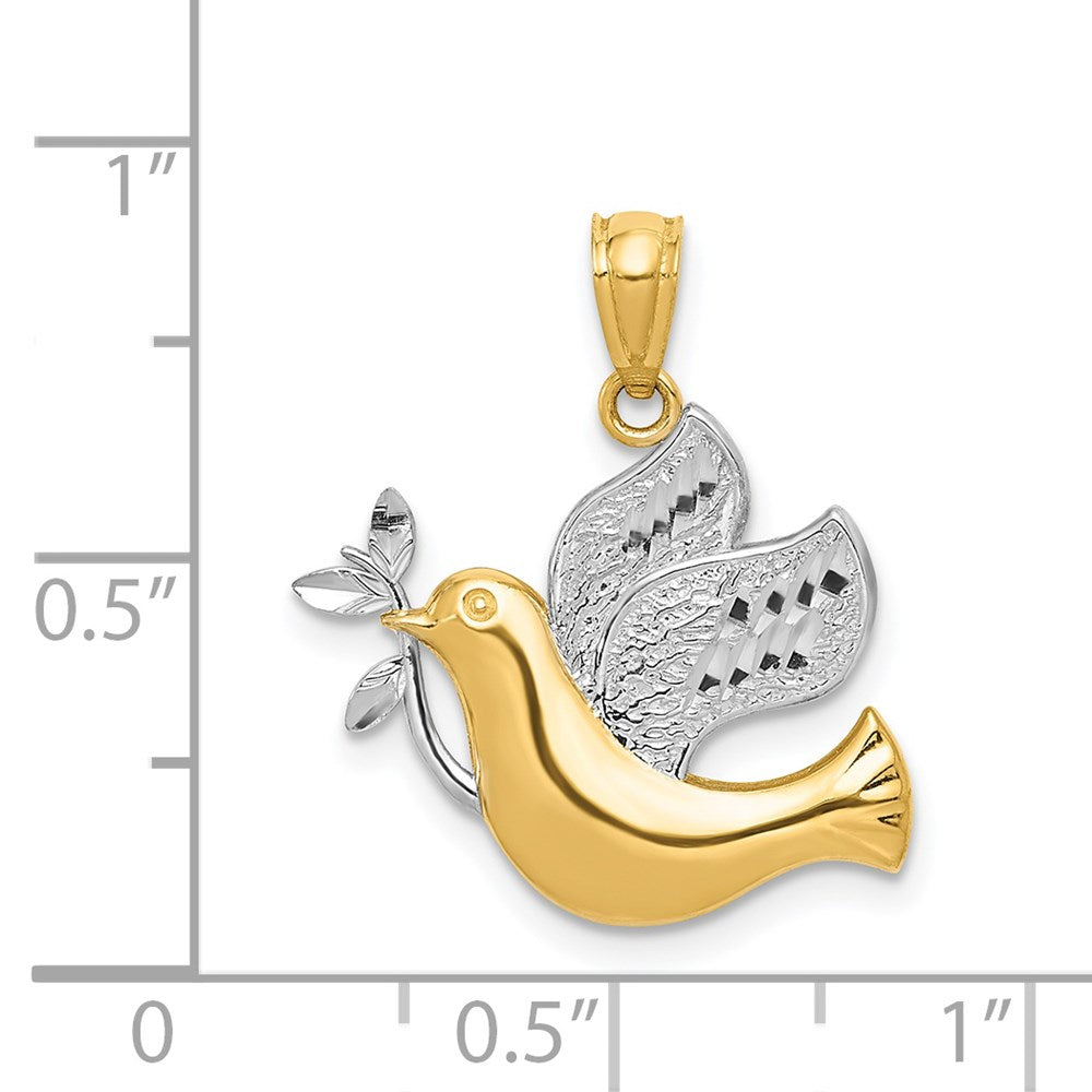 FJC Finejewelers 14 kt Yellow Gold with Rhodium Peace Dove Charm 21 mm