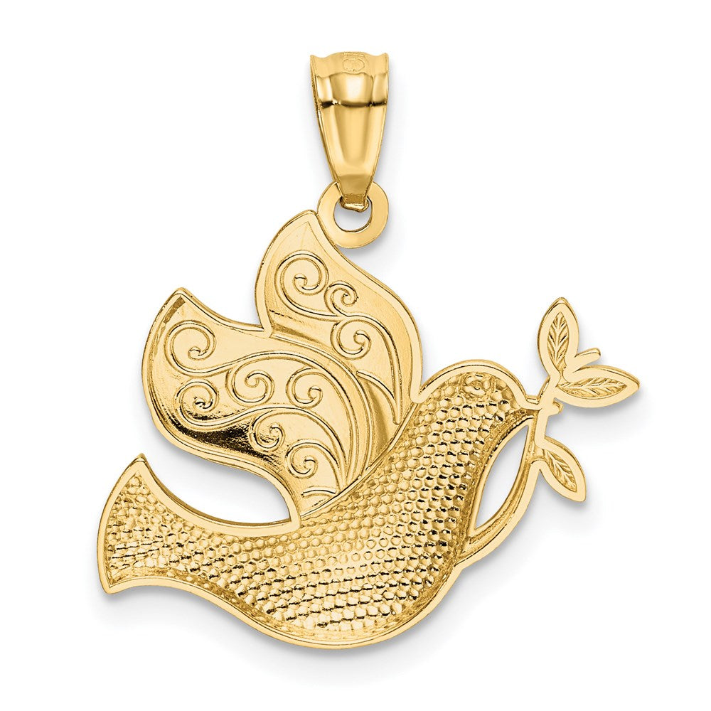 FJC Finejewelers 14 kt Yellow Gold with Rhodium Peace Dove Charm 21 mm