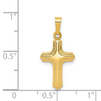 FJC Finejewelers 14 kt Yellow Gold Polished and Textured Cross Charm 22 x 11 mm